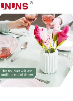 UNUNS Napkin Holders,18pcs Bloom Flowers Floral Green Design For Tables,Green Stemmed Plastic Twist Flower Floral Buds Serviette Holders For Kitchen  - Image 5