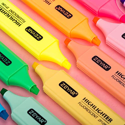 ZEYAR Highlighter, Chisel Tip Marker Pen, AP Certified,Random Colors, Water Based, Quick Dry (12 Colors), Multi-Coloured - Image 5