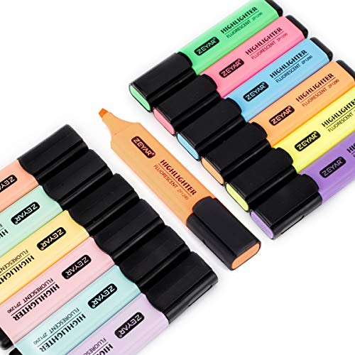 ZEYAR Highlighter, Chisel Tip Marker Pen, AP Certified,Random Colors, Water Based, Quick Dry (12 Colors), Multi-Coloured - Image 1