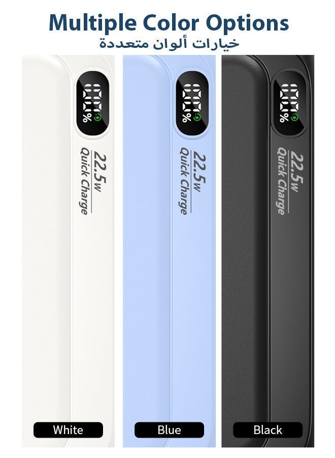 وابيك باور بانك ماركة كورية M1، شحن سريع 22.5 واط، كابلات مدمجة Lightning وType-C وMicro USB، شاشة رقمية، منافذ USB-A وType-C، متوافق مع iPhone وSamsung وHuawei، سعة 10000mAh – أسود - Image 5