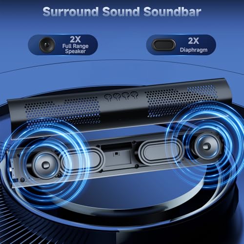 SOULION Bluetooth Computer Speakers with Dynamic LED Light USB Plug Play PC Speakers with Switch Button Clearly Sound Soundbar for Desktop Laptop Monitor MGUSBC to USB Adapter Included - Image 3