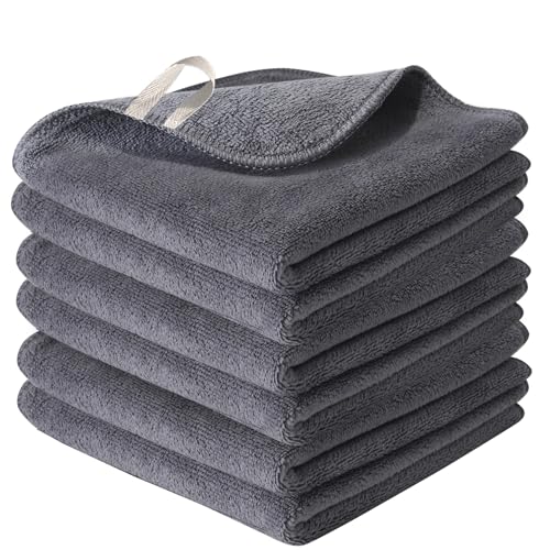 Nugilla Makeup Remover Cloth 12 x 12 Inch Reusable Makeup Remover Towels for Washing Face 6 Pack Washable Microfiber Face Cloth Fast Drying Washcloth Grey - Image 1