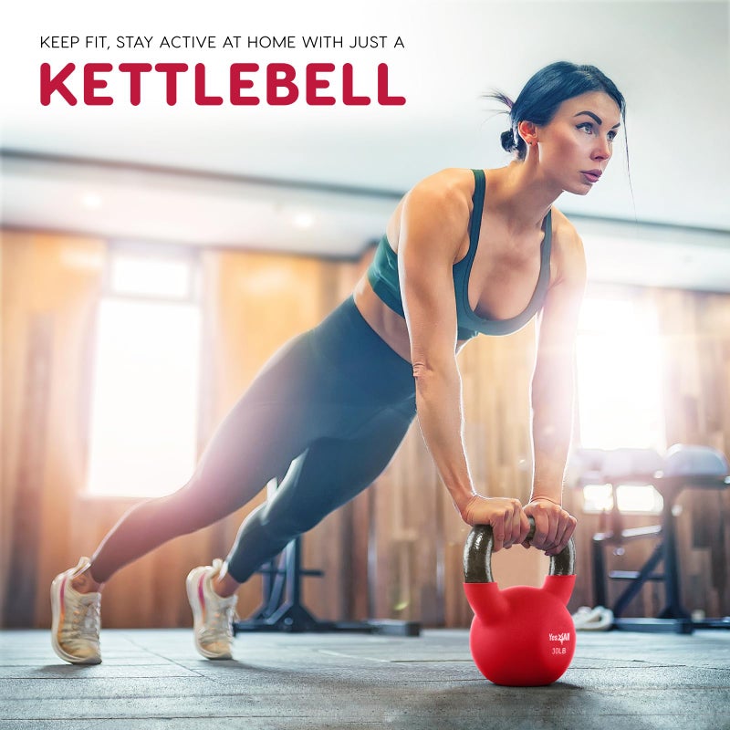 Yes4All Kettlebell, 5 LB Neoprene Coated Cast Iron Kettlebells, Wide Grip Handle & Flat Bottom for Swings, Squats, Deadlifts, Push Ups & Full Body Training at Home Gym - Image 5