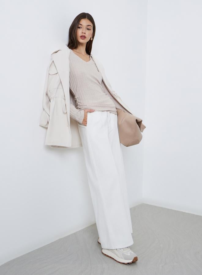 ستايلي بلوزة محبوكة بتفاصيل مُضلعة - Image 3