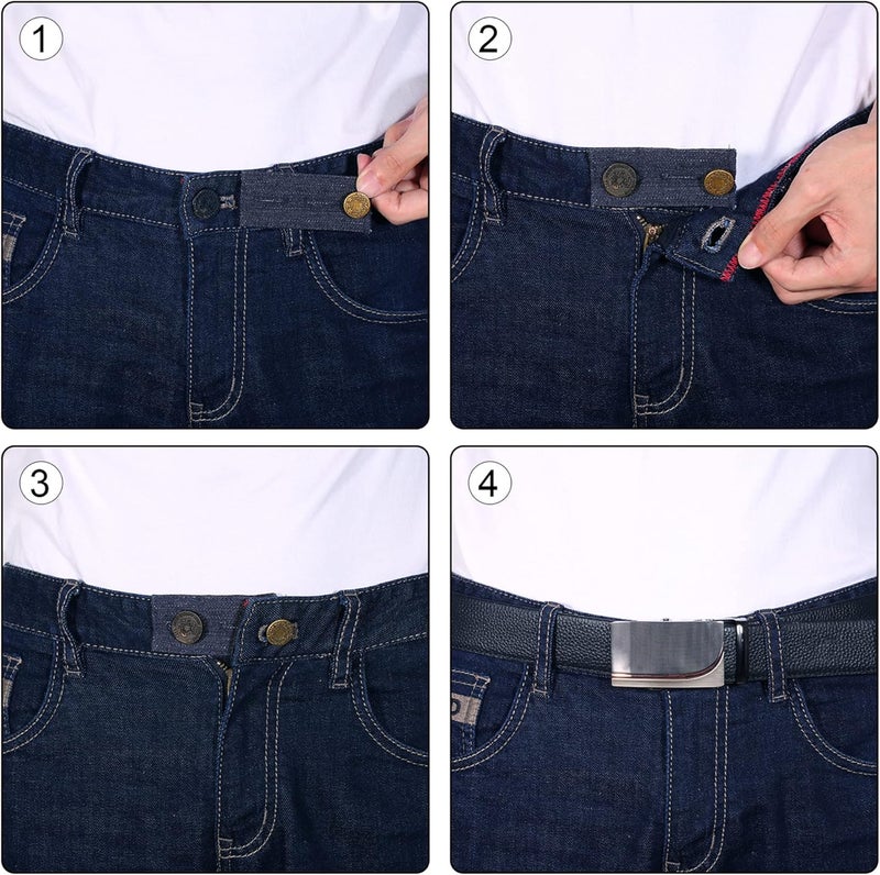 TOODOO 9 Pieces Waistband Extender with Metal Button Adjustable Waist Extenders for Pants Jeans Trousers Skirt Denim Pants Men Women Black Blue and Deep Blue - Image 5