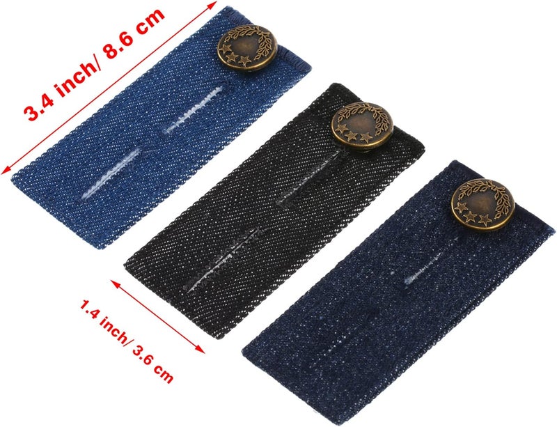 TOODOO 9 Pieces Waistband Extender with Metal Button Adjustable Waist Extenders for Pants Jeans Trousers Skirt Denim Pants Men Women Black Blue and Deep Blue - Image 4
