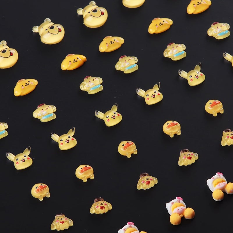 CDBOVID 140 Pcs Kawaii 3D Flatback Cartoon Yellow Series Charms for Nail Acrylic Slime Resin DIY Nail Art Decorations, Hair Clips and Phone Cases - Image 3
