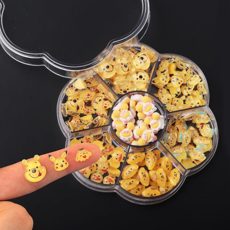 CDBOVID 140 Pcs Kawaii 3D Flatback Cartoon Yellow Series Charms for Nail Acrylic Slime Resin DIY Nail Art Decorations, Hair Clips and Phone Cases - Image 4