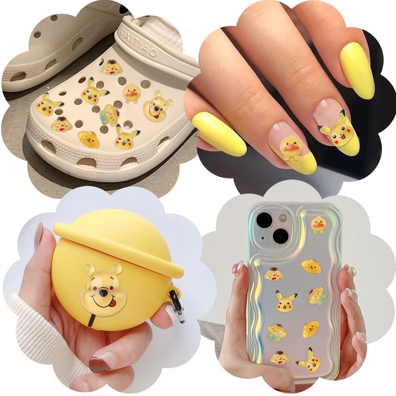 CDBOVID 140 Pcs Kawaii 3D Flatback Cartoon Yellow Series Charms for Nail Acrylic Slime Resin DIY Nail Art Decorations, Hair Clips and Phone Cases - Image 5
