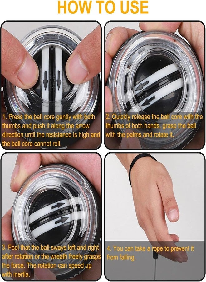 CHEENNY Gyro Ball Strength Forearm Exerciser Advanced Wrist | Hand Trainer for Grip Flexibility | Rehabilitation Ideal for Fitness | Sports, and Injury Recovery Black - Image 3