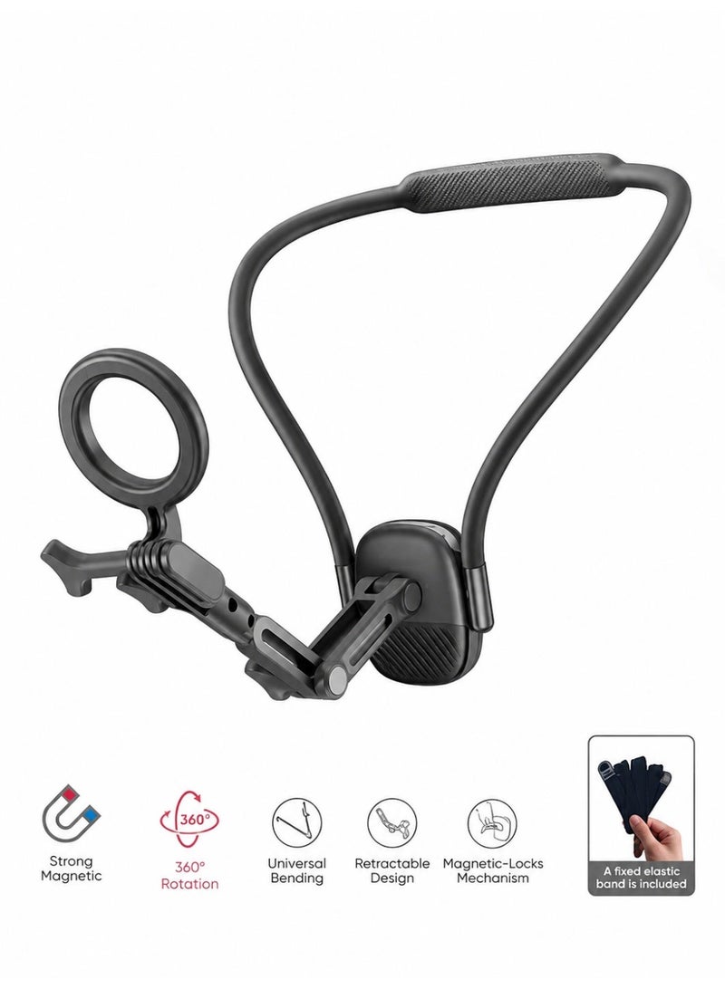 Shopit Magnetic Cell Phone Holder Neck Mount - 360° Rotation Flexible Magnetic Mobile Holder for Smartphone & Action Camera, Hands Free Phone Magnet Holder for Video Recording & Vlogging With Stability - Image 1