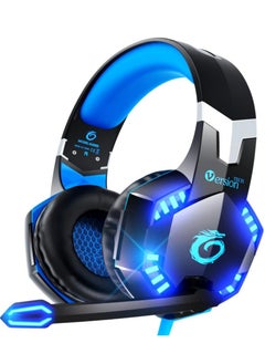 G2000 Gaming Headset for PS5 PS4 Xbox One Controller,Bass Surround Noise Cancelling Mic, Over Ear Headphones with LED Lights for Mac Laptop Xbox Series X S Nintendo Switch NES PC Games