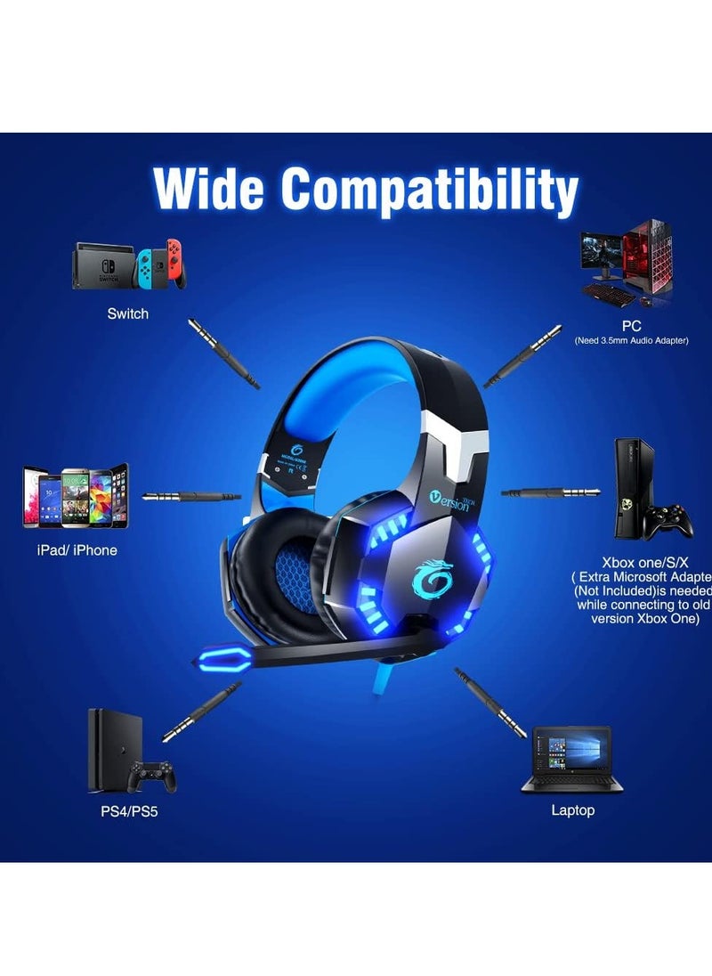 Generic - G2000 Gaming Headset for PS5 PS4 Xbox One Controller,Bass Surround Noise Cancelling Mic, Over Ear Headphones with LED Lights for Mac Laptop Xbox Series X S Nintendo Switch NES PC Games - Image 1