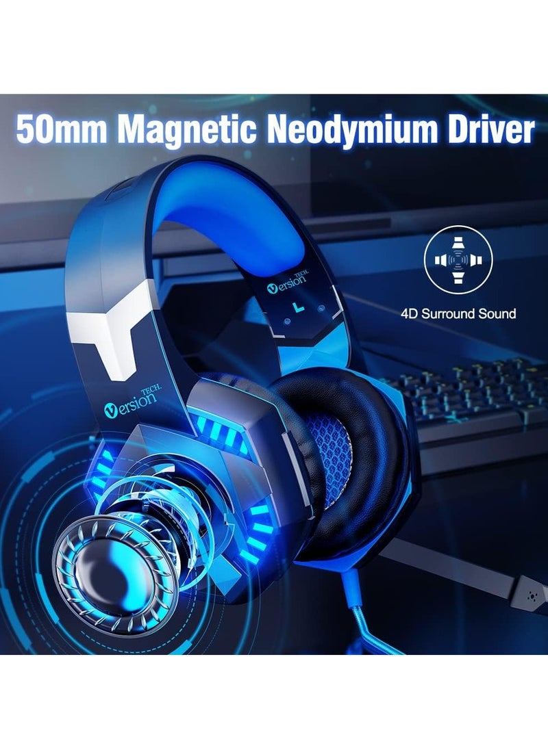 Generic - G2000 Gaming Headset for PS5 PS4 Xbox One Controller,Bass Surround Noise Cancelling Mic, Over Ear Headphones with LED Lights for Mac Laptop Xbox Series X S Nintendo Switch NES PC Games - Image 1