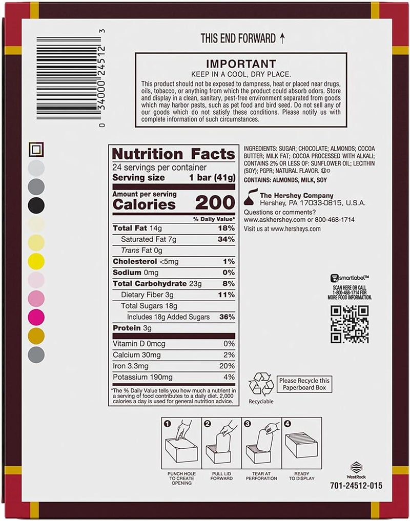 HERSHEY'S SPECIAL DARK Chocolate with Whole Almonds - 24 Count - Image 2