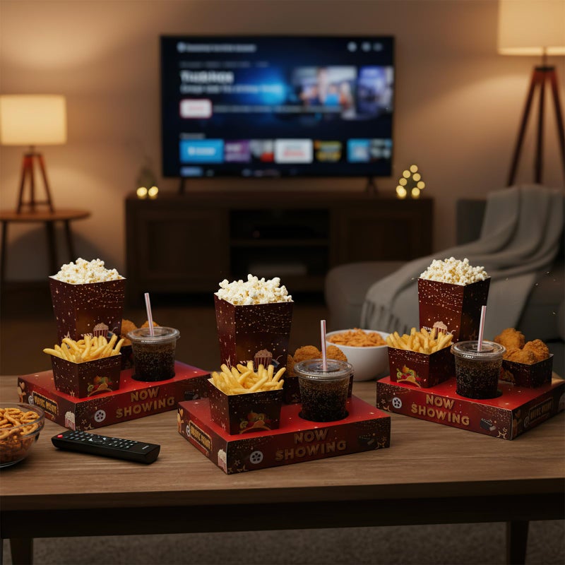 WSICSE 27 Set Movie Night Snack Trays, Disposable Paper Movie Snack Boxes Include 27 Trays, Popcorn Boxes, Salad Bowls, Nacho Bowls for Outdoor Cinema Home Theater Easter Party - Image 5