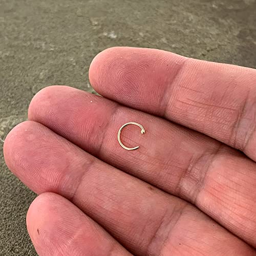 Body Candy Tiny Nose Ring Hoop 20 Gauge 1/4" Solid 14k Yellow Gold Nose Hoop Xtra Small Diameter - Image 2