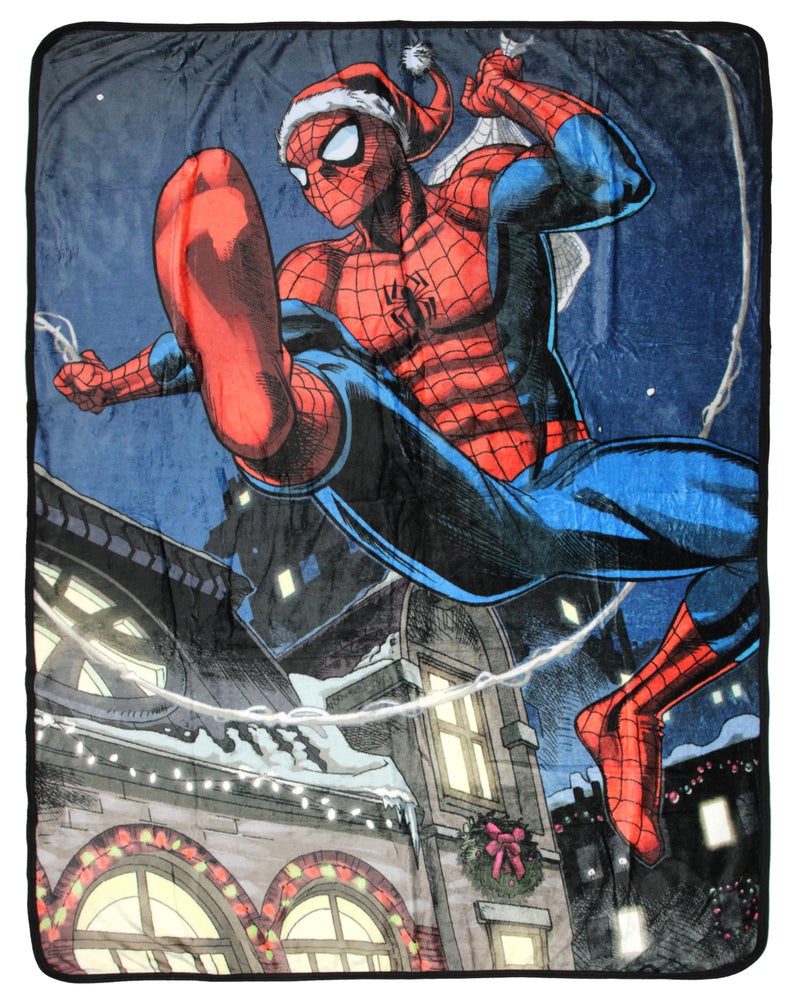 Marvel Comics SpiderMan Christmas Spidey Santa Holiday Throw Blanket 46x60 Soft Fleece Throw Blanket for Bed Couch