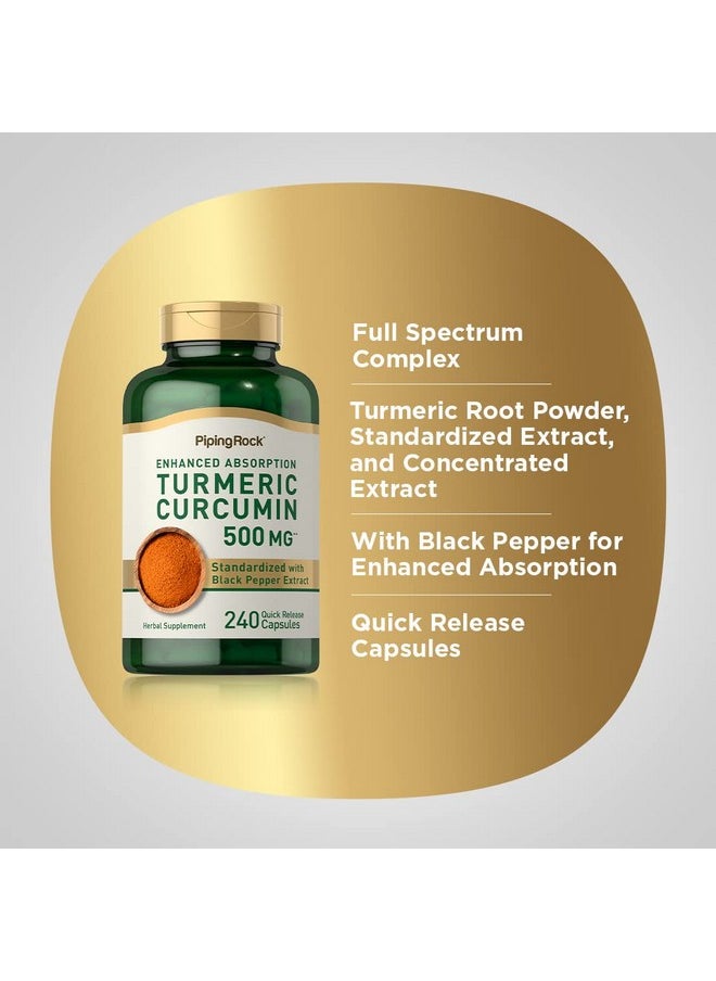 Piping Rock - Turmeric Curcumin With Black Pepper 500Mg ; 240 Capsules ; Supplement With Bioperine ; Non Gmo Gluten Free Complex - Image 1
