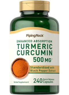 Turmeric Curcumin With Black Pepper 500Mg ; 240 Capsules ; Supplement With Bioperine ; Non Gmo Gluten Free Complex