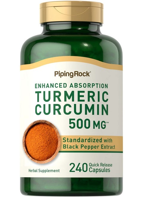 Turmeric Curcumin With Black Pepper 500Mg ; 240 Capsules ; Supplement With Bioperine ; Non Gmo Gluten Free Complex