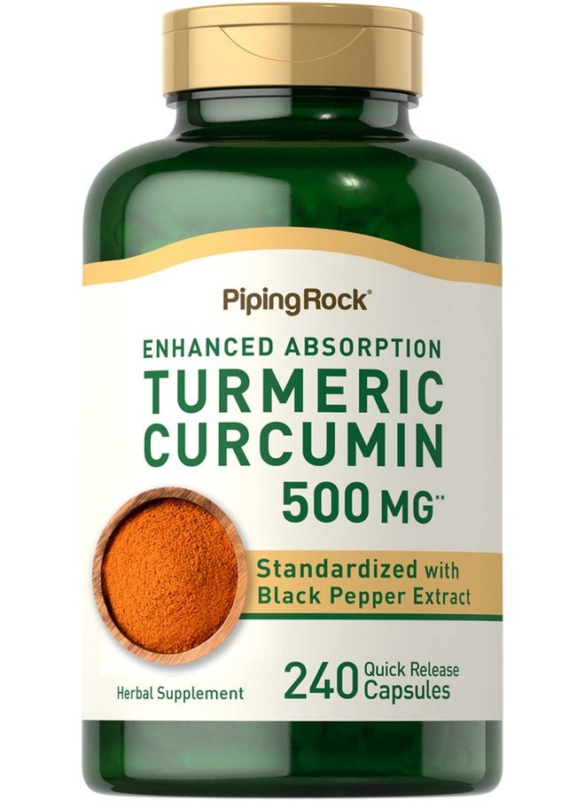 Piping Rock - Turmeric Curcumin With Black Pepper 500Mg ; 240 Capsules ; Supplement With Bioperine ; Non Gmo Gluten Free Complex - Image 1