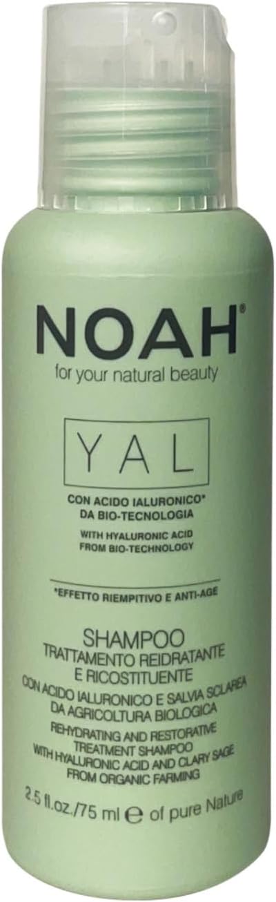 NOAH Yal Rehydrating Restorative Shampoo Deep Hydration with Hyaluronic Acid Organic Clary Sage Strengthens Protects Revitalizes Dry Brittle Hair SulphateFree AntiAging Formula 75ml