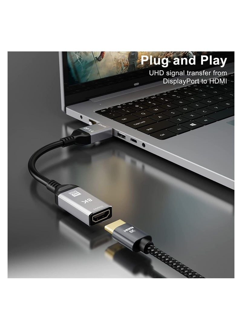 SYOSI DisplayPort 1.4 to HDMI 2.1 Ultra HD 8K Male to Female Cable 0.25m Converter 8K@60Hz 4K@120Hz Directional Compatible with DisplayPort PC and HDMI Displays Tvs - Image 2