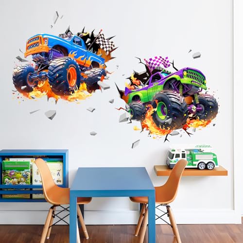 Decvictor 3D Racing Car Wall Decals, Truck Vehicles Wall Stickers Ball Games Peel and Stick Decal Self Adhesive Sticker for Boys Kids Room Home Decor - Image 5