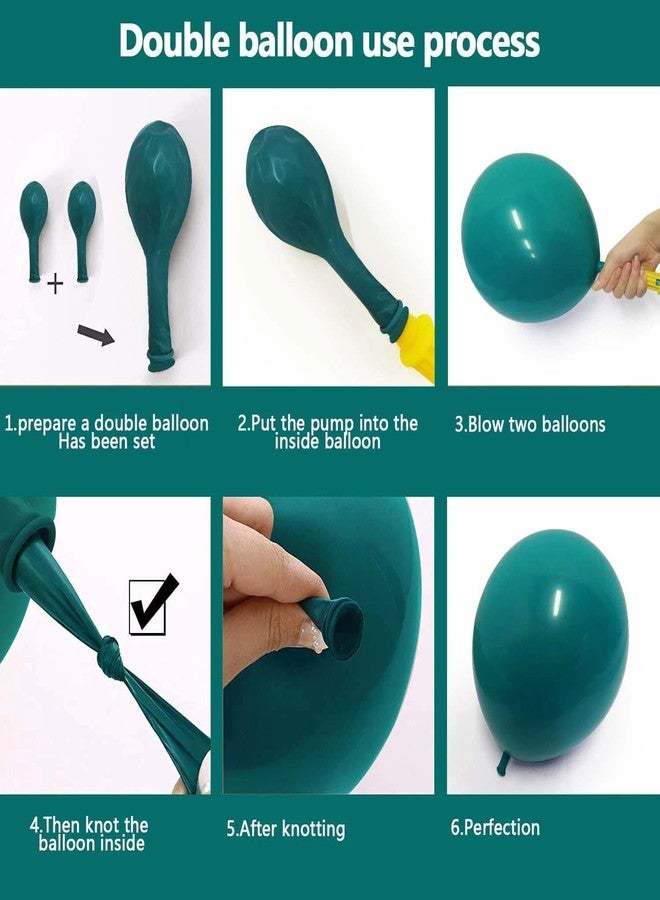 Partycus Teal Balloon Garland Arch Kit Double Stuffed, Dark Turquoise Teal-Green Aqua Balloon Different Sizes 18/12/5 Inch for Baby Shower Birthday Wedding Winter New Year Party Decoration - Image 4