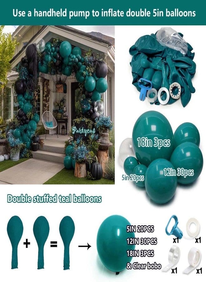 Partycus Teal Balloon Garland Arch Kit Double Stuffed, Dark Turquoise Teal-Green Aqua Balloon Different Sizes 18/12/5 Inch for Baby Shower Birthday Wedding Winter New Year Party Decoration - Image 3