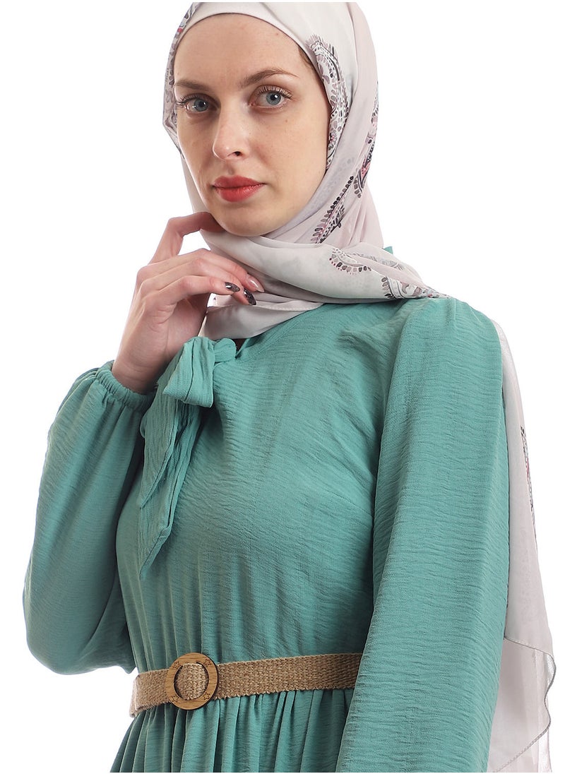 بيوريتوبيا - فستان تركواز سادة متدرج مع حزام قابل للإزالة - Image 1