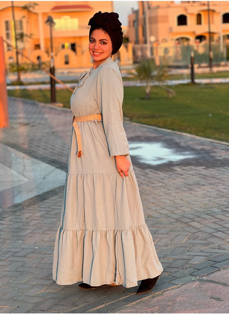 بيوريتوبيا - فستان تركواز سادة متدرج مع حزام قابل للإزالة - Image 1