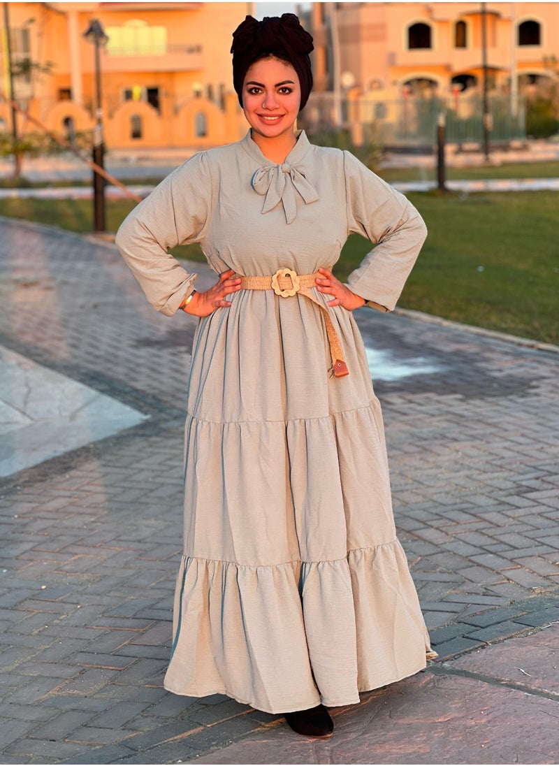 بيوريتوبيا - فستان تركواز سادة متدرج مع حزام قابل للإزالة - Image 1