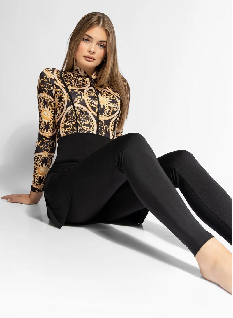 MINERVA SECRETS SUNSETDUO - Exclusive Premium Burkini Set with Elegant Top, High-Waisted Leggings, Chic Beach Skirt, and Stylish Swim Terbon  - Image 4