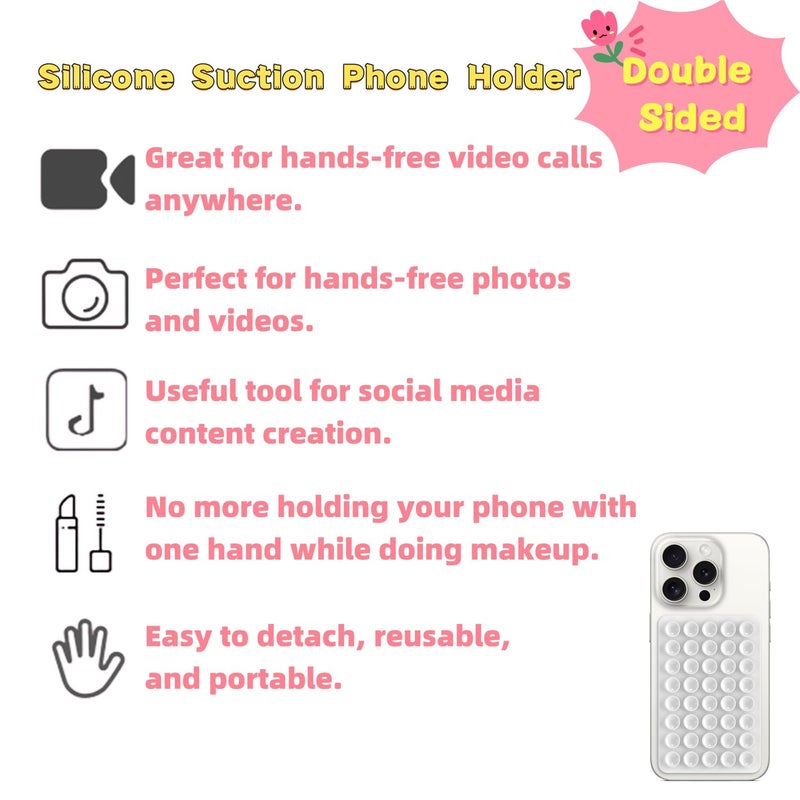 ENBRWAS Double-Sided Suction Phone Grip(Transparent), Suction Phone Case Mount for iPhone and Android, Hands-Free Sticky Cell Phone Grip, Mobile Fidget Mirror Holder for Selfies and Videos. - Image 2