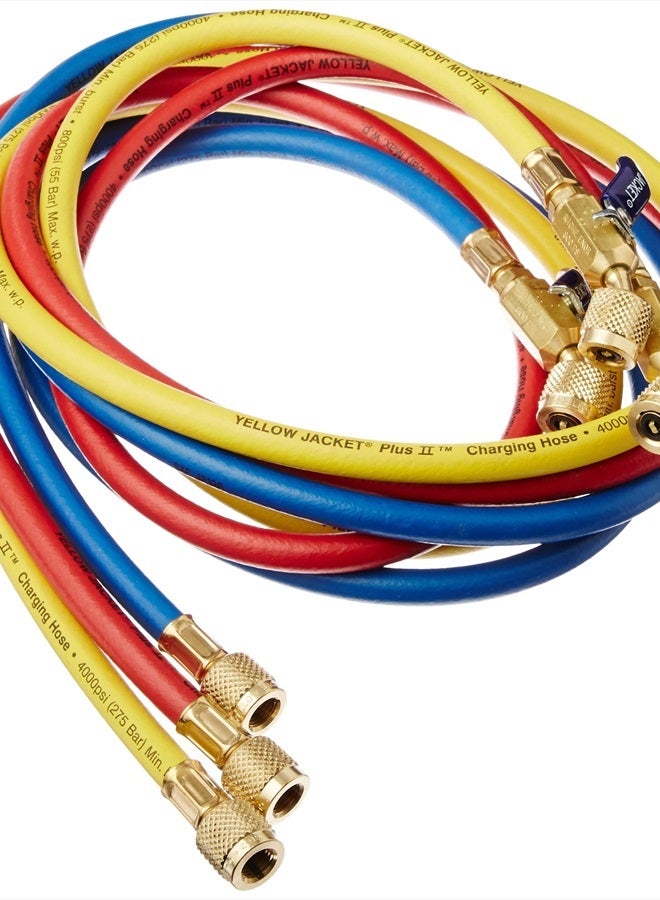Yellow Jacket 29986 Plus II 1/4" Hose with Compact Ball Valve, 72" (Pack of 3) 