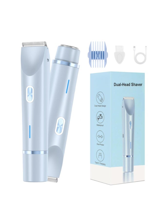 2in1 Electric Epilator Razors Painless Bikini Trimmer Facial Mustache Shavers Body Hair Trimmer for Women Facial Hair Remover - Image 1
