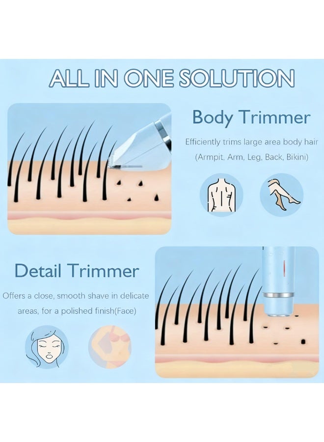 2in1 Electric Epilator Razors Painless Bikini Trimmer Facial Mustache Shavers Body Hair Trimmer for Women Facial Hair Remover - Image 4