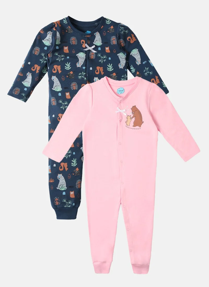 Nautinati Nautinati Infants' Interlock Cotton Forest Print Pack of 2 Sleepsuit