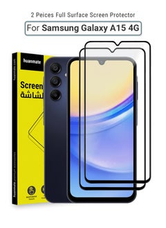 2 Pieces Samsung Galaxy A15 4G Screen Protector – Premium Edge to Edge Tempered Glass, High Transparency, Delicate Touch, Anti-Explosion, Smooth Arc Edges, Easy Installation
