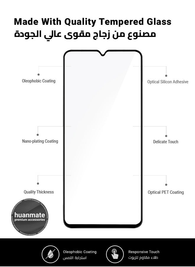 huanmate - 2 Pieces Samsung Galaxy A15 4G Screen Protector – Premium Edge to Edge Tempered Glass, High Transparency, Delicate Touch, Anti-Explosion, Smooth Arc Edges, Easy Installation - Image 1