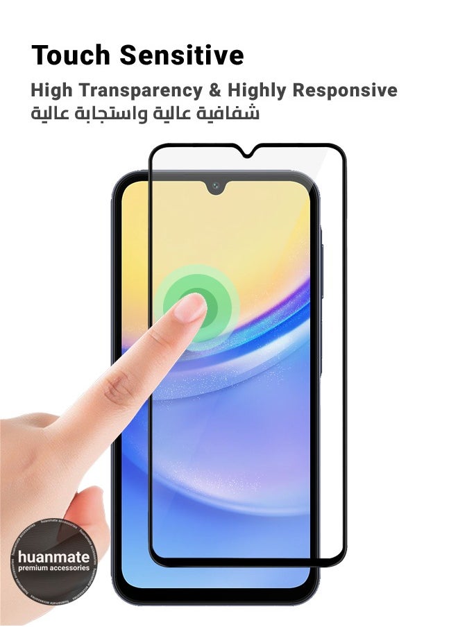 huanmate - 2 Pieces Samsung Galaxy A15 4G Screen Protector – Premium Edge to Edge Tempered Glass, High Transparency, Delicate Touch, Anti-Explosion, Smooth Arc Edges, Easy Installation - Image 1