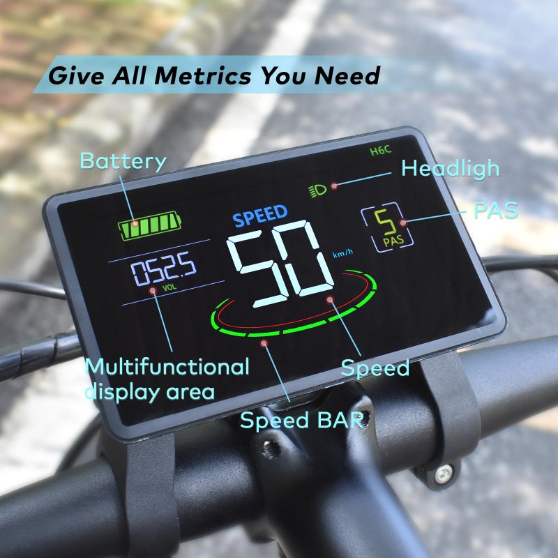 Mcezdy Ebike Display H6C, UART No. 2 Protocol, 24V-60V Colorful Cycling Computer with Charging Port for Mobile Devices, Ebike LCD Display to Enrich Cycling Journey - Image 3