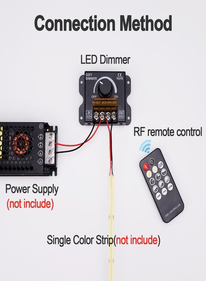 GOMING DC 5V 12V 24V 30A RF LED Light Strip Dimmer PWM Dimming Controller Wireless Control or Through The Knob to Adjust Brightness Suitable for LED Strip Lights - Image 4