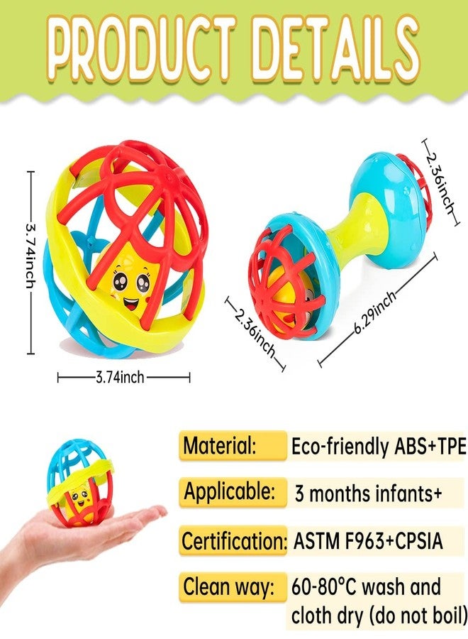 Mummy Please Baby Teething Rattle Toy, BPA Free, Silicone Loops with Rattling Sound, Multicoloured (Baby Rattle 2Pc Combo) - Image 2