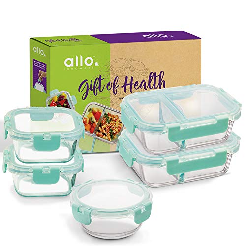 Allo FoodSafe Glass Containers with Lids for Food Storage | Gift Box Set of 5 | Borosilicate Oven & Microwave Safe, LeakProof | Best Gift For Diwali | Sizes: 310ml x2, 580ml x2, 390ml x1 - Image 1