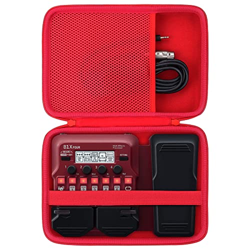 Co2Crea حقيبة حمل صلبة بديلة لـ Zoom FOUR بيس غيتار معالج مؤثرات متعددة (حقيبة Zoom G1X B1X A1X FOUR غيتار، حقيبة حمراء) - Image 1