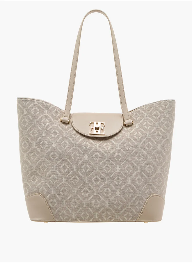 ايل Monogram Print Tote Bag with Double Handles
