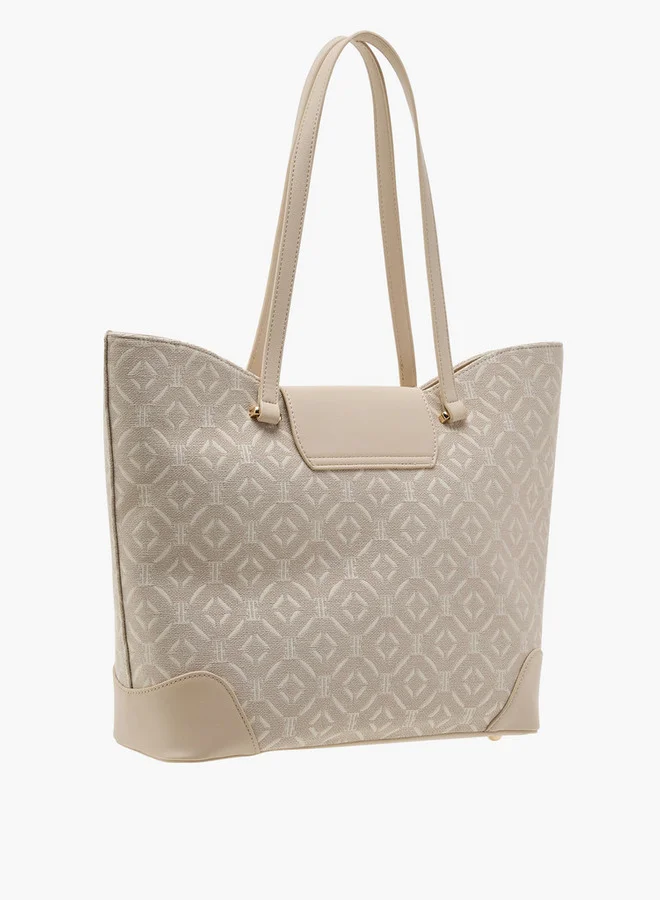 ايل Women's Monogram Print Tote Bag with Double Handles